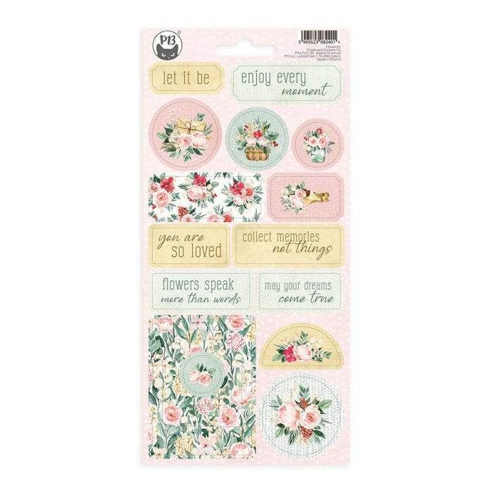 P13 Flowerish - Chipboard Sticker Sheet #2