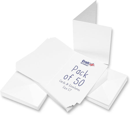 Craft UK Card Blanks & Envelopes - C7 White (50)