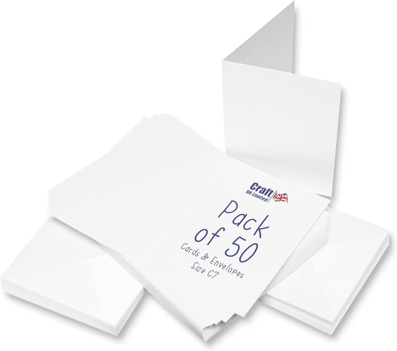 Craft UK Card Blanks & Envelopes - C7 White (50)