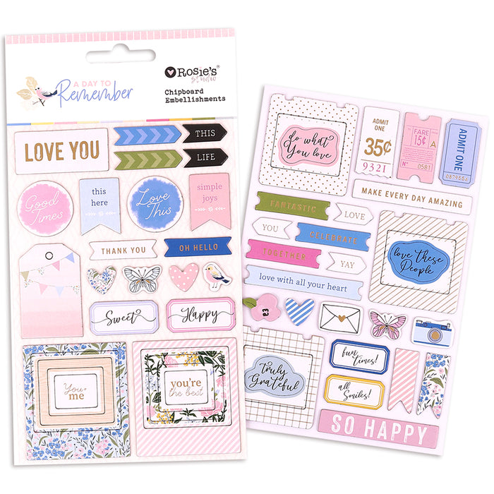 Rosie's Studio A Day To Remember - Chipboard Embellishments
