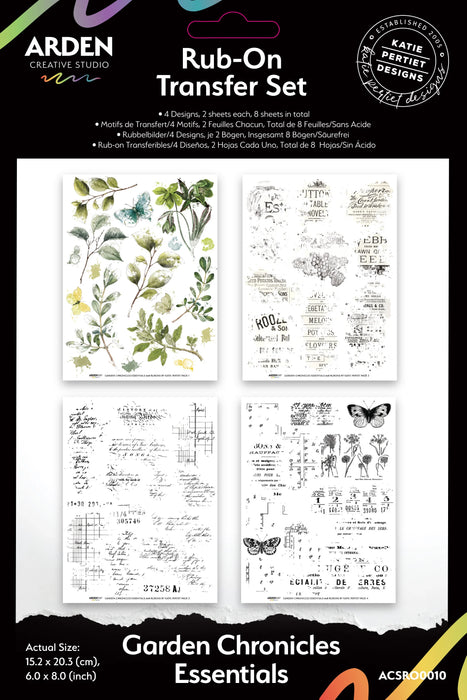 Arden Creative Studio Garden Chronicles - Essentials Rub-On Transfer Set