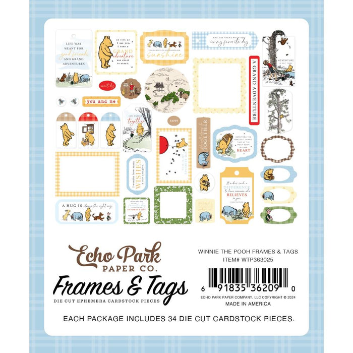 Echo Park Winnie The Pooh - Ephemera Frames & Tags