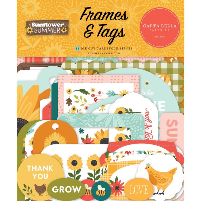 Carta Bella Sunflower Summer - Ephemera Frames & Tags