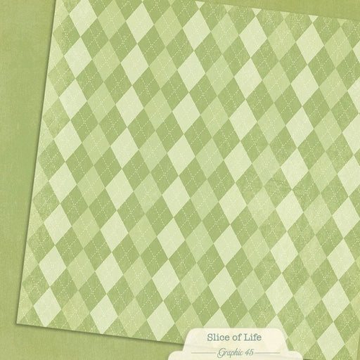 Graphic 45 Slice Of Life - Green Apple Pattern & Solid