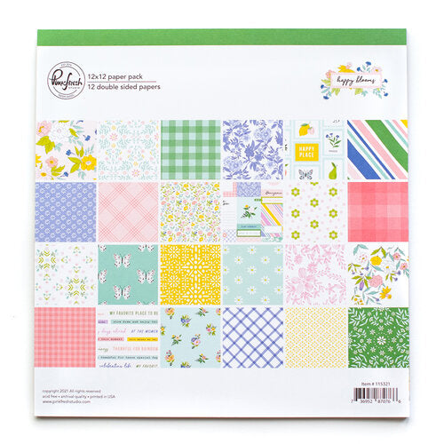 Pinkfresh Studio Happy Blooms - 12x12 Paper Pack