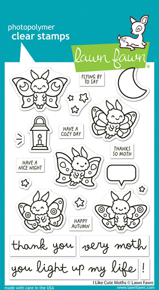 Lawn Fawn Clear Stamps - I Like Cute Moths