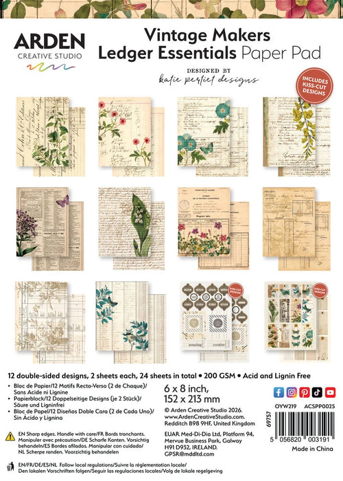 Arden Creative Studio Vintage Makers - Essentials 6x8 Paper Pad