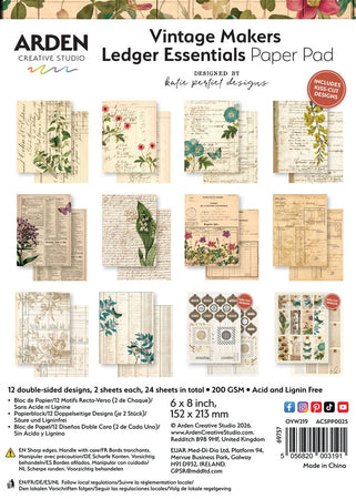 Arden Creative Studio Vintage Makers - Ledger Essentials 6x8 Paper Pad