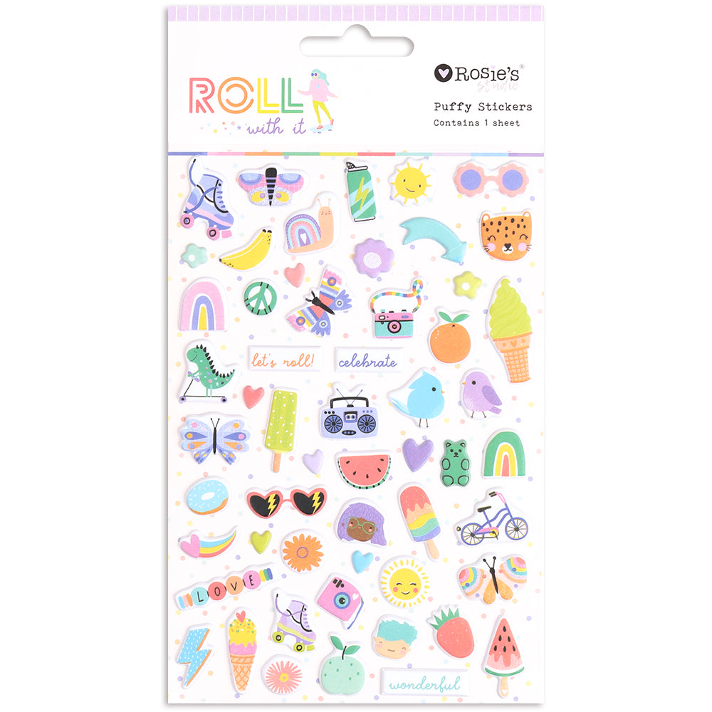Rosie's Studio Roll With It - Puffy Motif Stickers