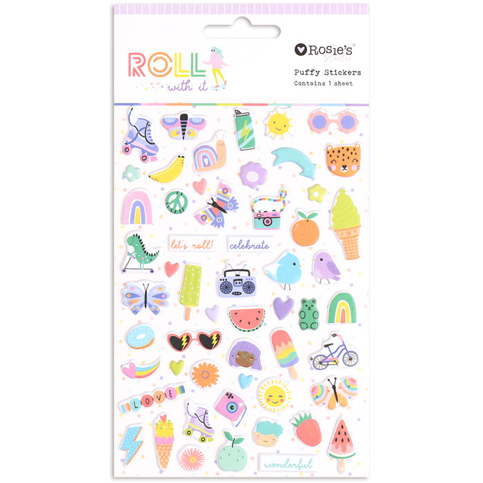 Rosie's Studio Roll With It - Puffy Motif Stickers