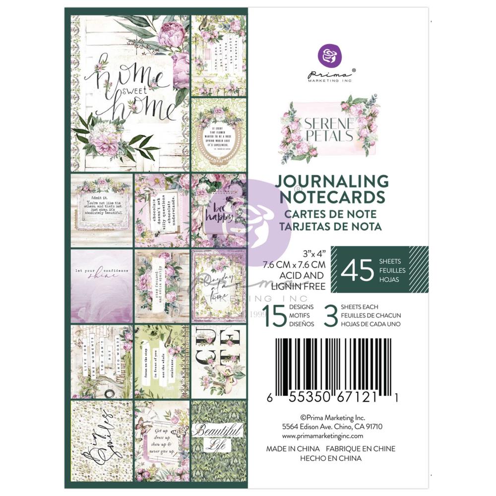 Prima Serene Petals - 3x4 Journaling Notecards