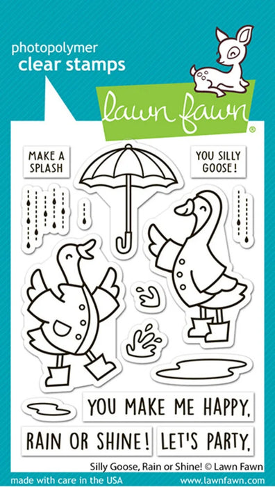 Lawn Fawn Clear Stamps - Silly Goose, Rain Or Shine