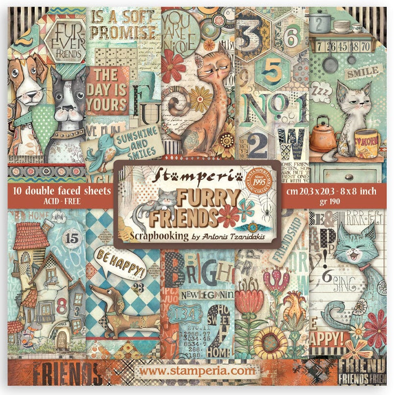 Stamperia Furry Friends - 8x8 Paper Pack