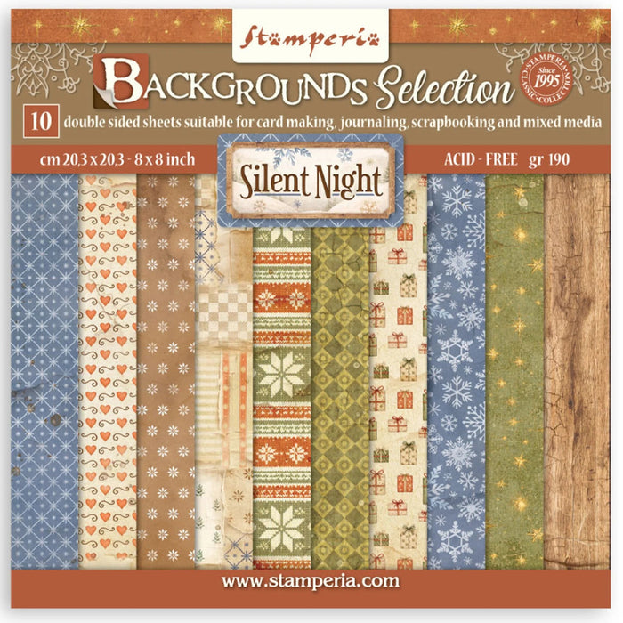 Stamperia Silent Night - 8x8 Backgrounds Paper Pack