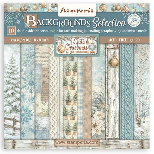 Stamperia White Christmas - 8x8 Backgrounds Paper Pack