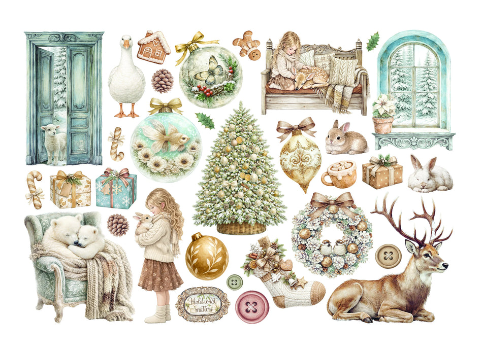 Stamperia White Christmas - Adhesive Paper Ephemera