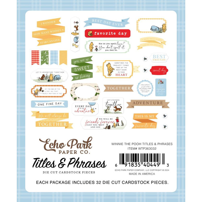 Echo Park Winnie The Pooh - Ephemera Titles & Phrases