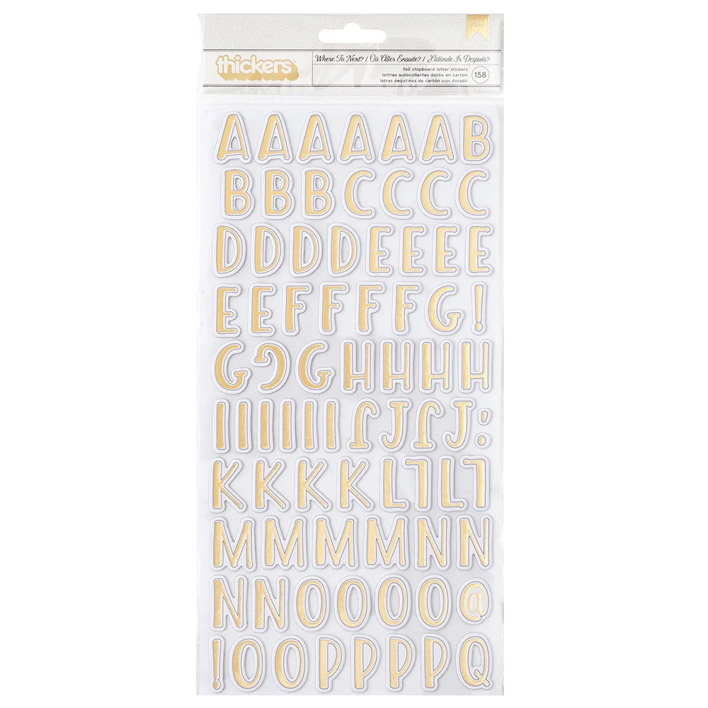 American Crafts Vicki Boutin Where To Next - Foil Chipboard Letter Thickers