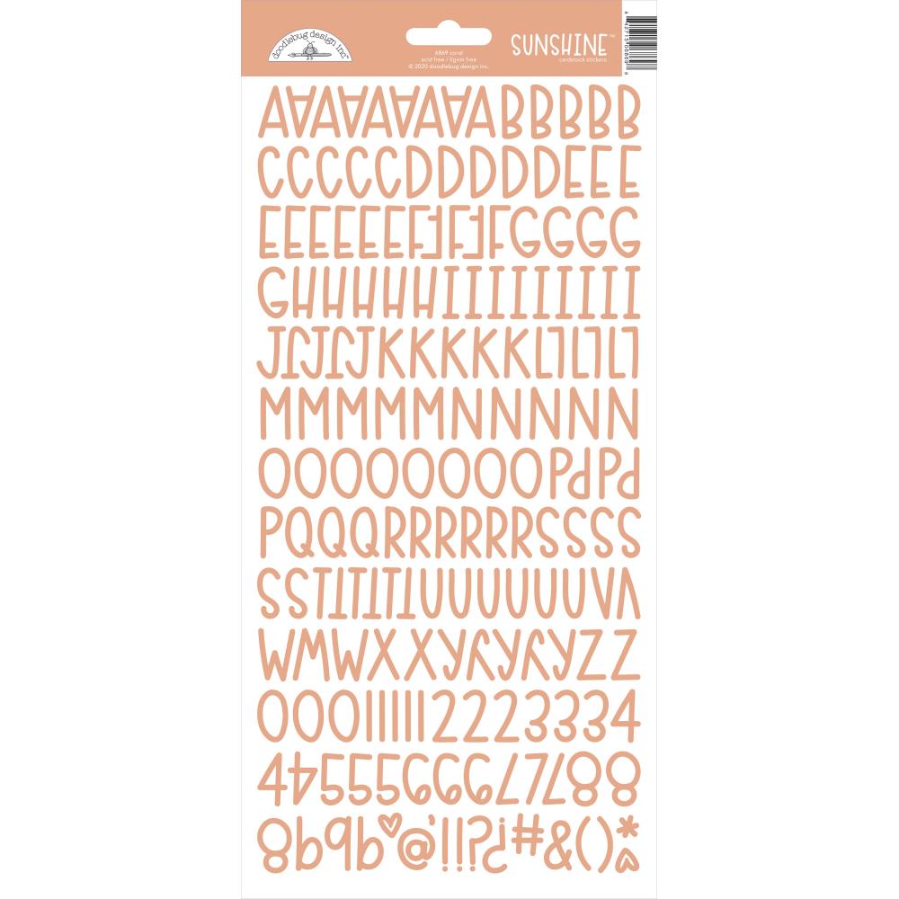 Doodlebug Sunshine Alphabet Stickers - Coral