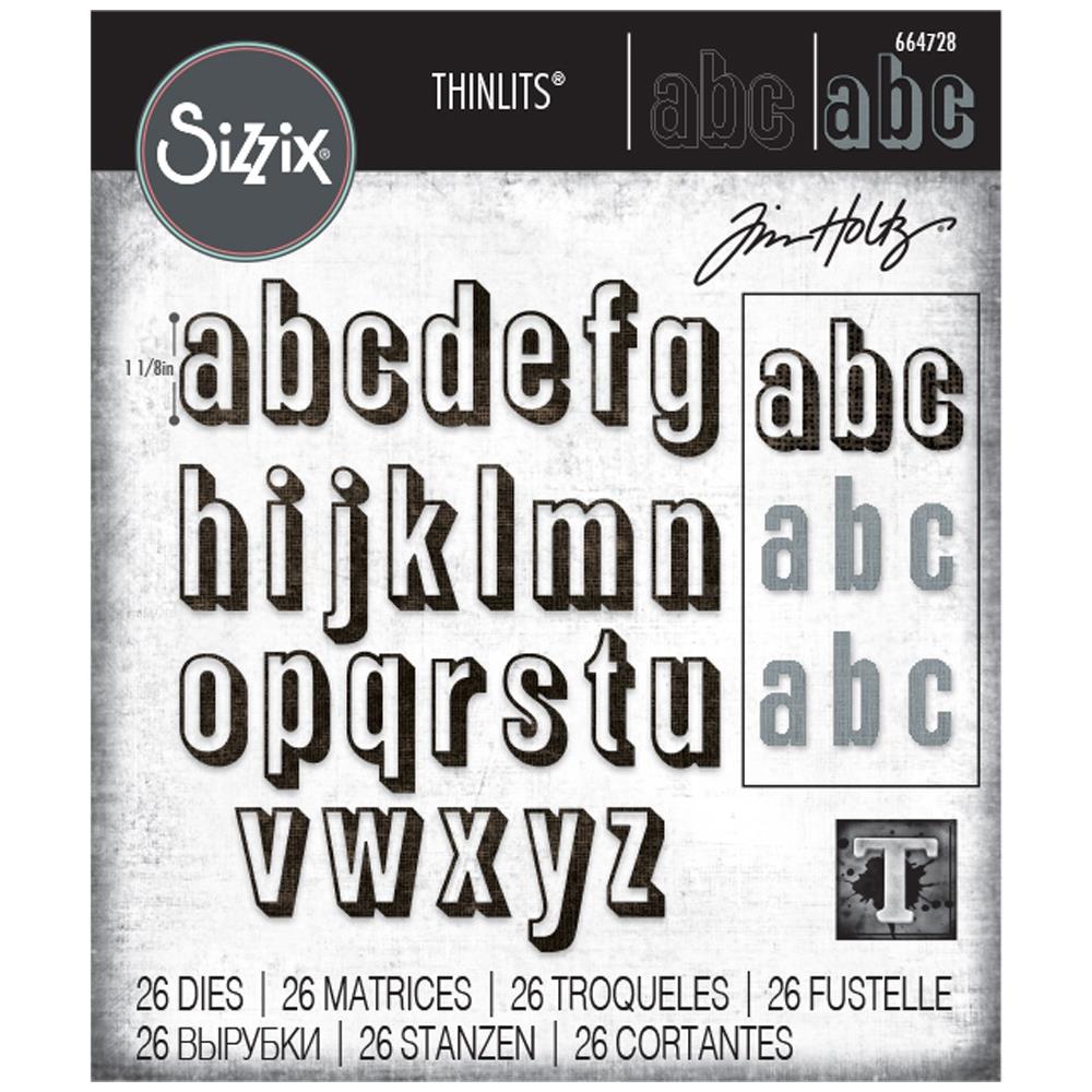 Sizzix Tim Holtz Alterations Thinlits Die - Alphanumeric Shadow Lower