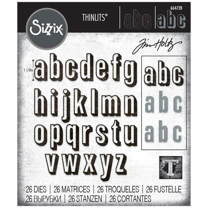 Sizzix Tim Holtz Alterations Thinlits Die - Alphanumeric Shadow Lower
