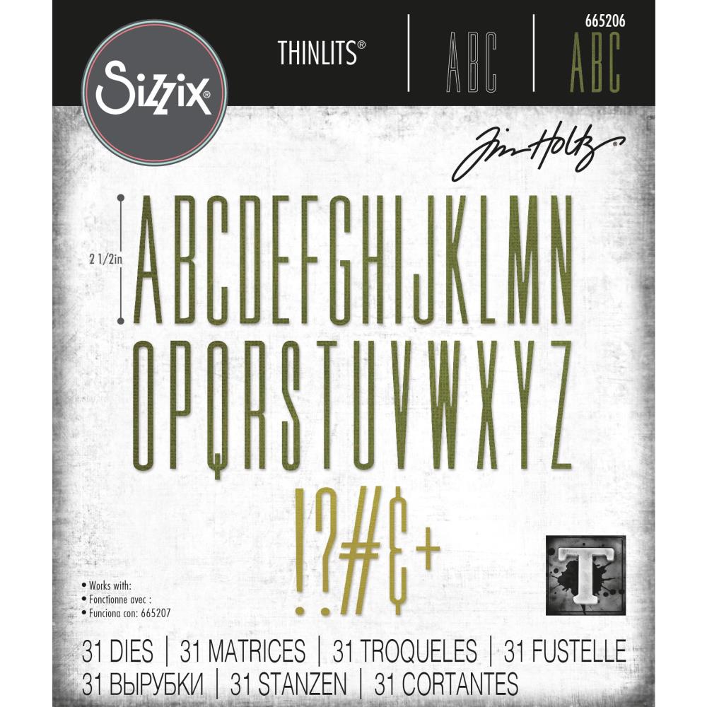 Sizzix Tim Holtz Alterations Thinlits Die - Alphanumeric Stretch Upper