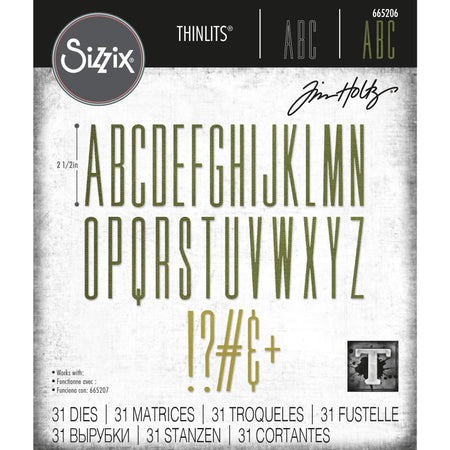 Sizzix Tim Holtz Alterations Thinlits Die - Alphanumeric Stretch Upper