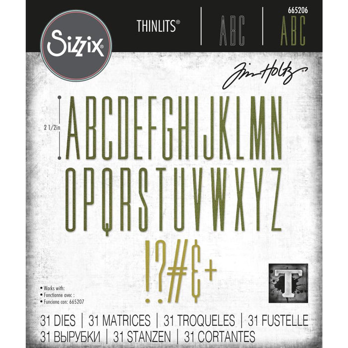 Sizzix Tim Holtz Alterations Thinlits Die - Alphanumeric Stretch Upper