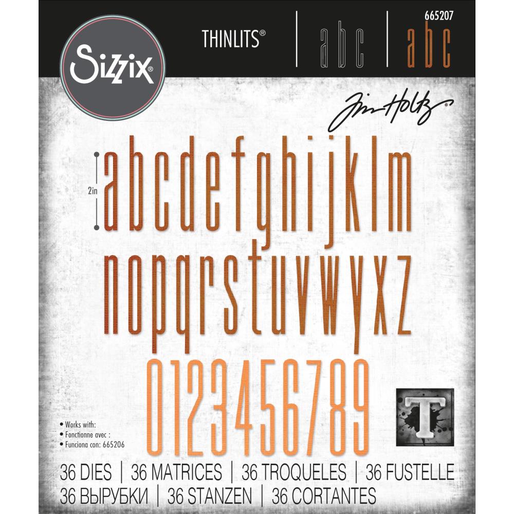 Sizzix Tim Holtz Alterations Thinlits Die - Alphanumeric Stretch Lower & Numbers