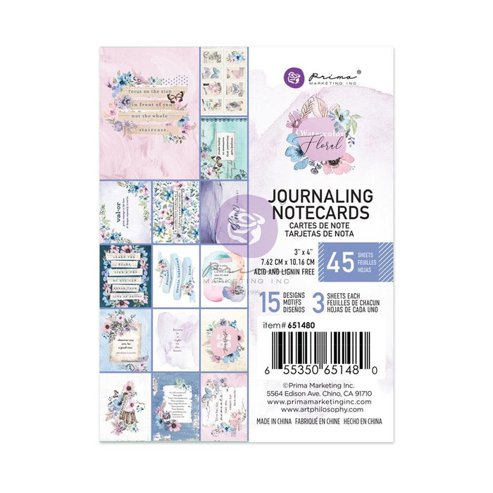 Prima Watercolor Floral - 3x4 Journaling Notecards