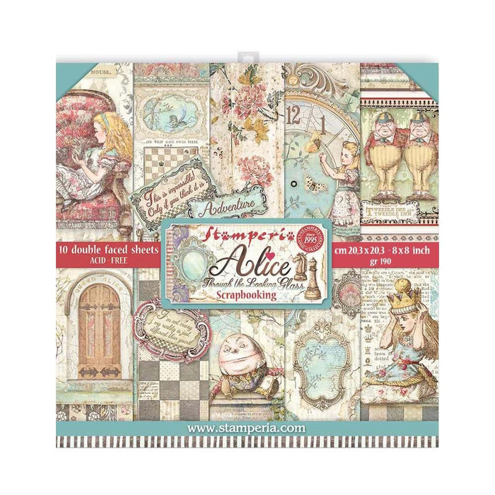 Stamperia Alice Through The Looking Glass - 8x8 Paper Pack