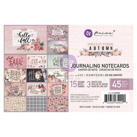 Prima Hello Pink Autumn - 4x6 Journaling Notecards