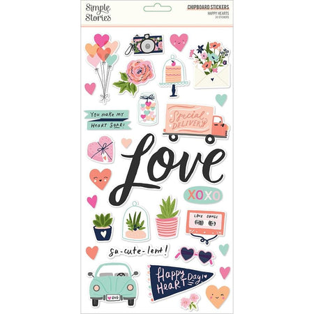 Simple Stories Happy Hearts - Chipboard Stickers