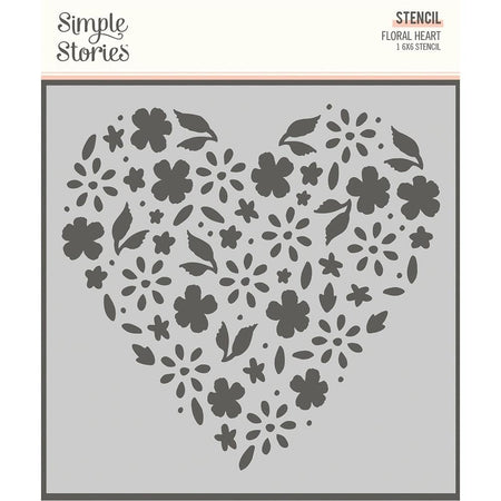 Simple Stories Happy Hearts - 6x6 Floral Heart Stencil