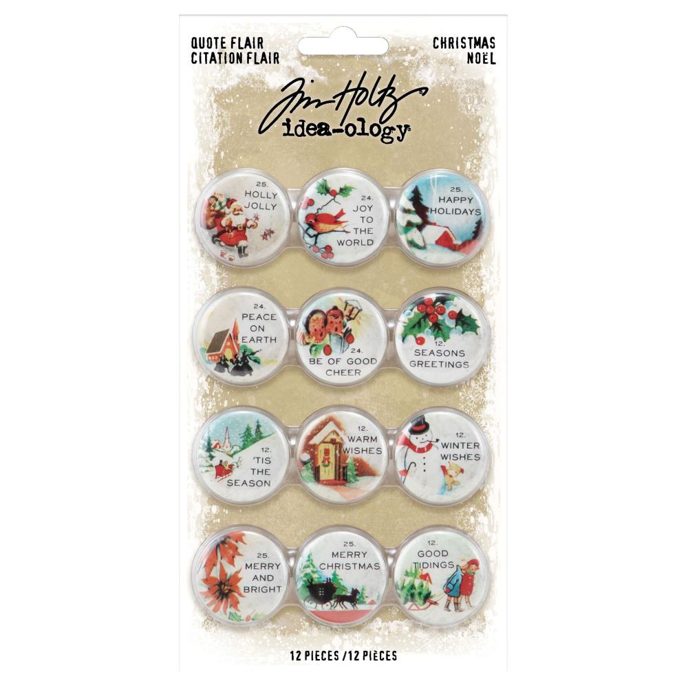 Tim Holtz Idea-ology - Christmas Quote Flair Buttons