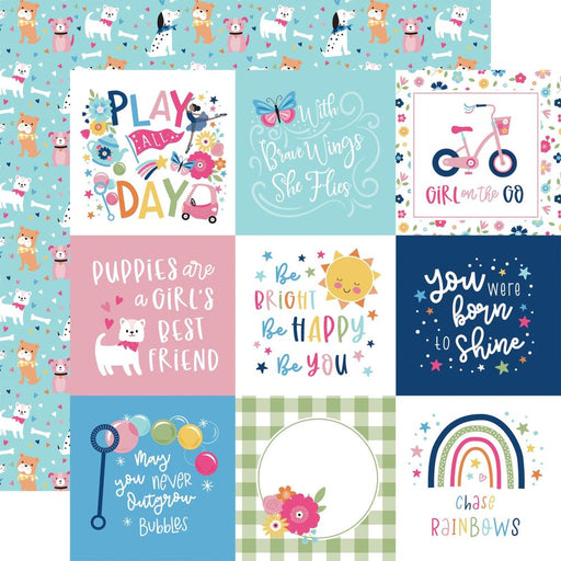 Echo Park Play All Day Girl - 4x4 Journaling Cards