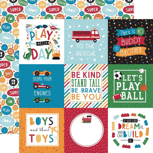 Echo Park Play All Day Boy - 4x4 Journaling Cards
