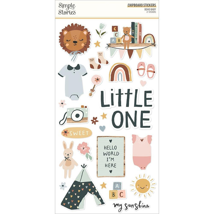 Simple Stories Boho Baby - Chipboard Stickers