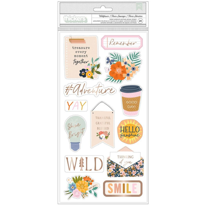 American Crafts Jen Hadfield Live & Let Grow - Wildflower Phrase Thickers