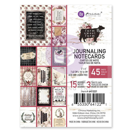 Prima Farm Sweet Farm - 3x4 Journaling Notecards