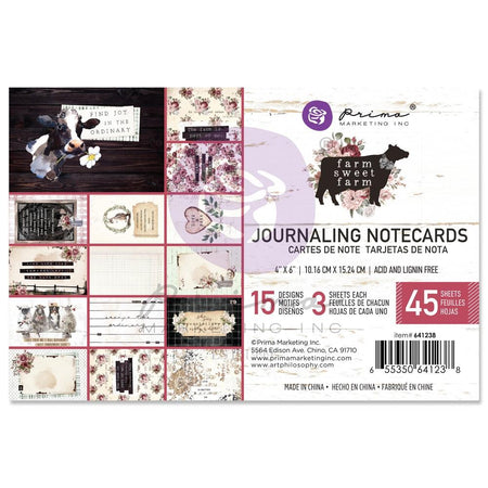 Prima Farm Sweet Farm - 4x6 Journaling Notecards