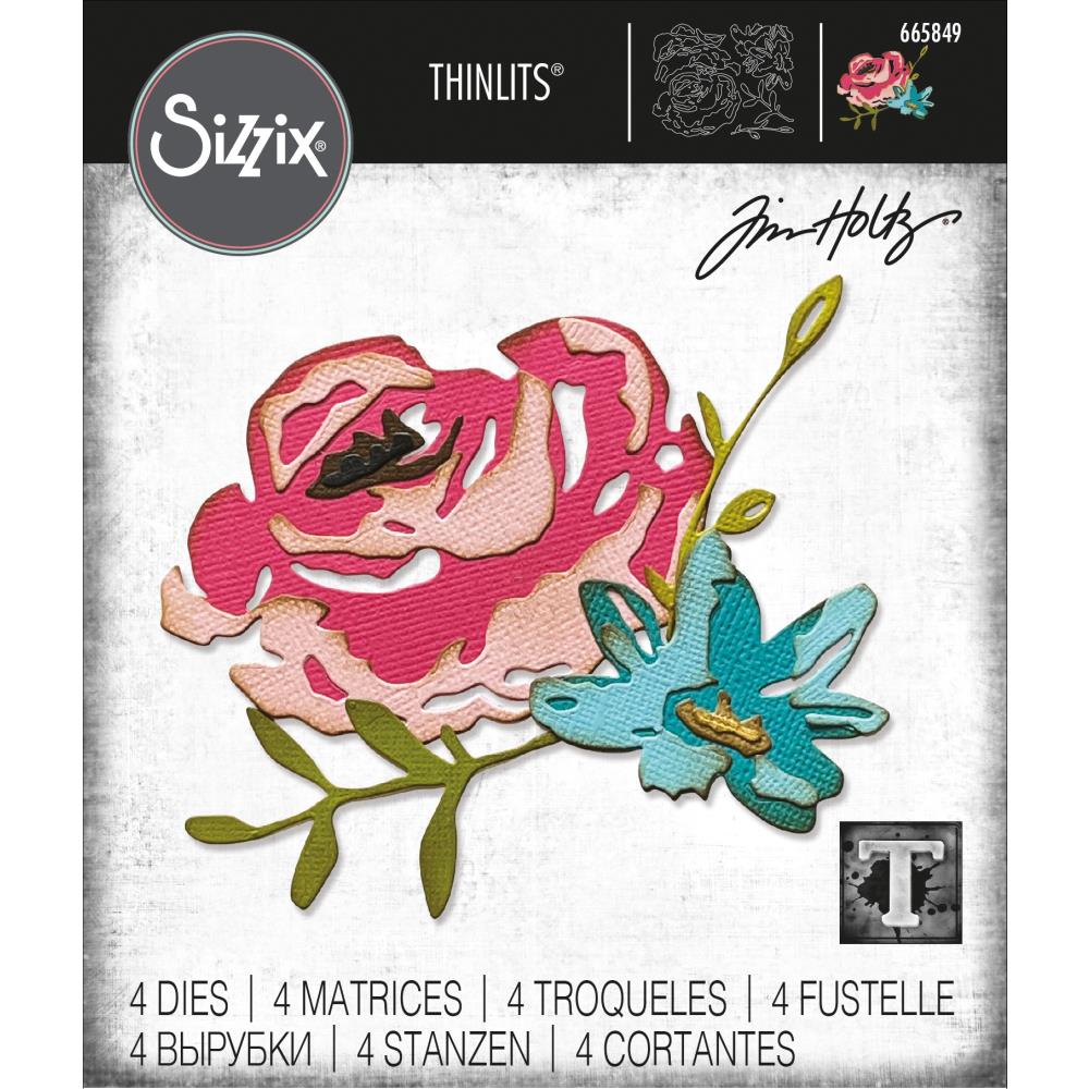 Sizzix Tim Holtz Thinlits Die - Brushstroke Flowers
