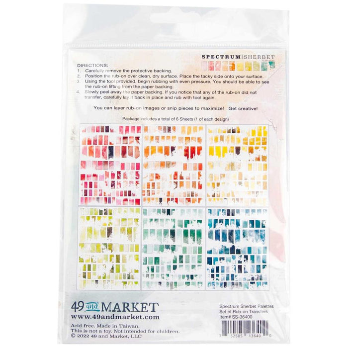 49 & Market Spectrum Sherbet - Palettes 6x8 Rub-Ons