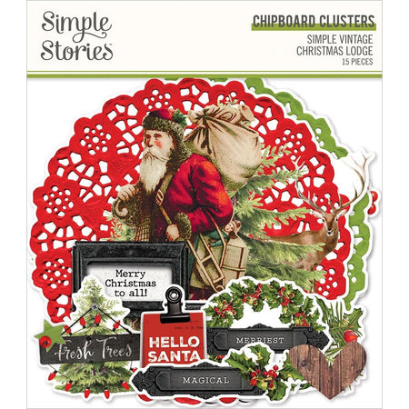 Simple Stories Simple Vintage Christmas Lodge - Chipboard Clusters