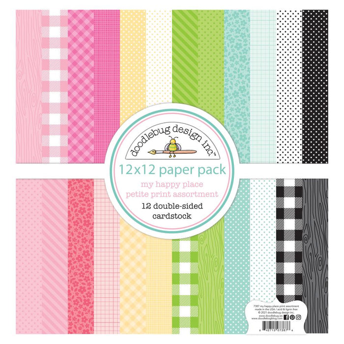 Doodlebug Design My Happy Place - Petite Prints 12x12 Double Sided Cardstock