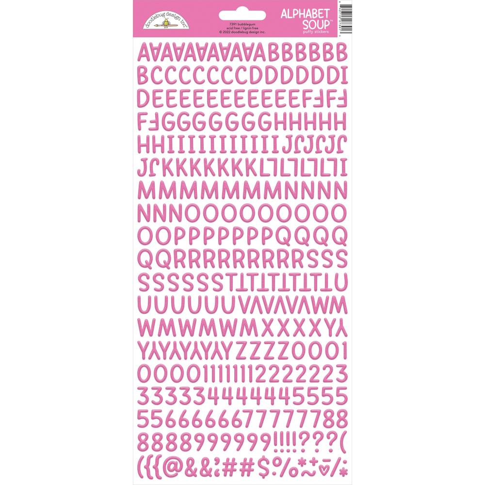 Doodlebug Design Alphabet Soup Puffy Stickers - Bubblegum