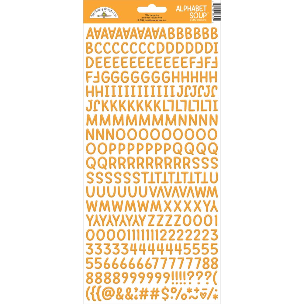 Doodlebug Design Alphabet Soup Puffy Stickers - Tangerine