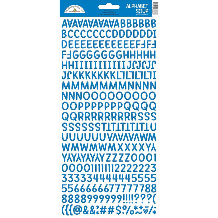 Doodlebug Design Alphabet Soup Puffy Stickers - Blue Jean