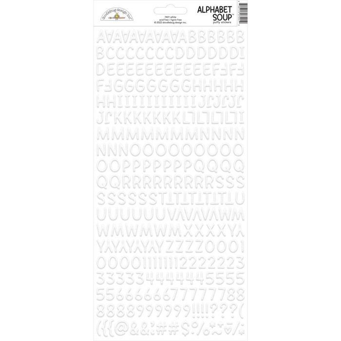 Doodlebug Design Alphabet Soup Puffy Stickers - Lily White