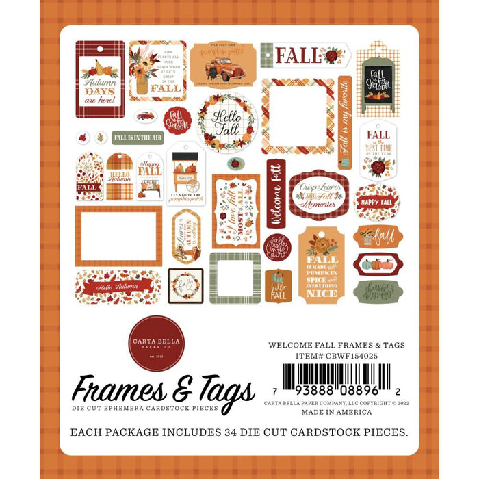 Carta Bella Welcome Fall - Ephemera Frames & Tags